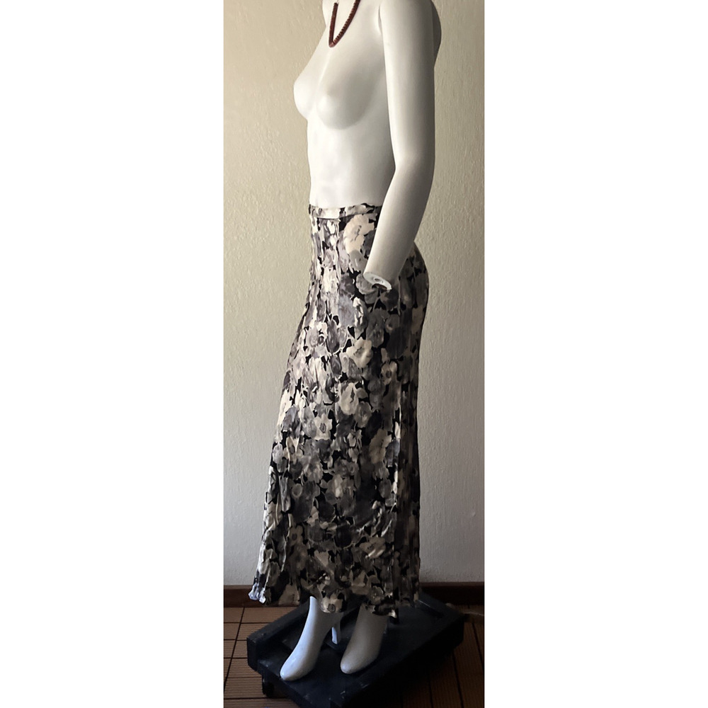 Vintage Betsey Johnson gray Floral Maxi Skirt Sz 8 Romantic 90s Whimsygoth